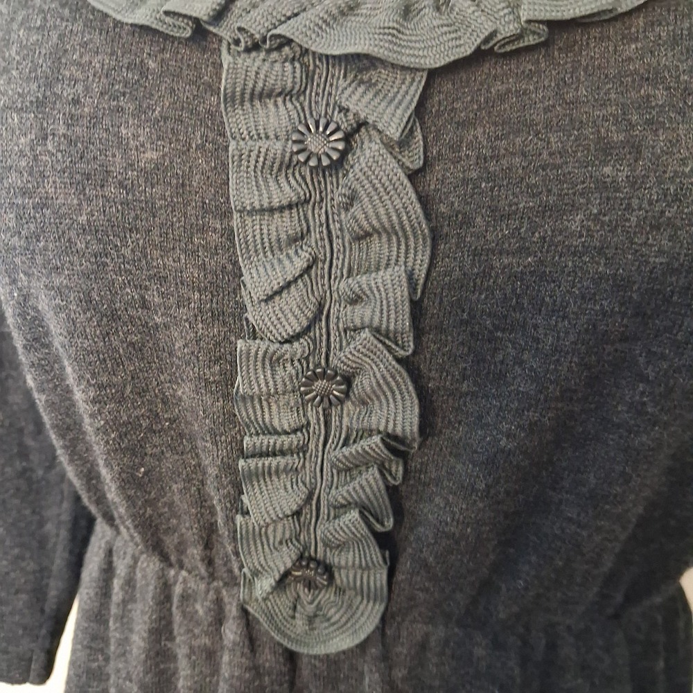 Splendid Urban Outfitters Womens Gray Wool Cashmere Blend Knit Ruffle Dress Sz L - Picture 12 of 13